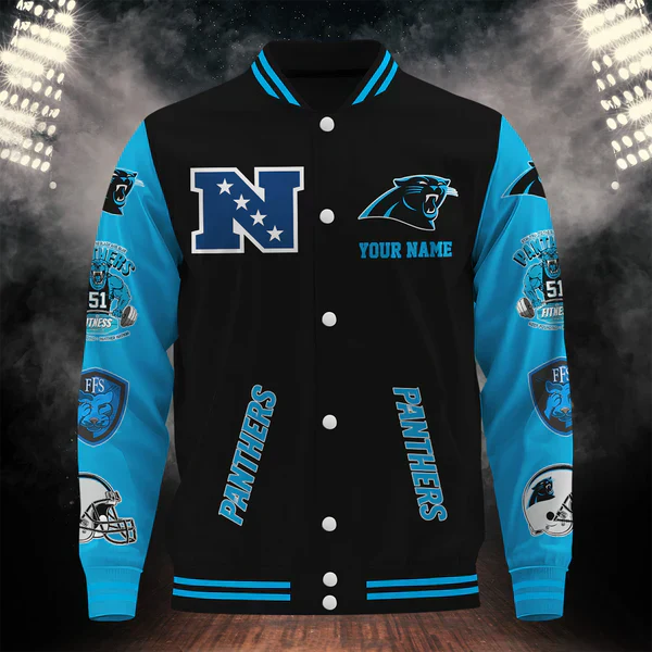 LIMITED EDITION - NEW CUSTOMIZED NFL23 CLP CAROLINA PANTHERS BASEBALL JACKET