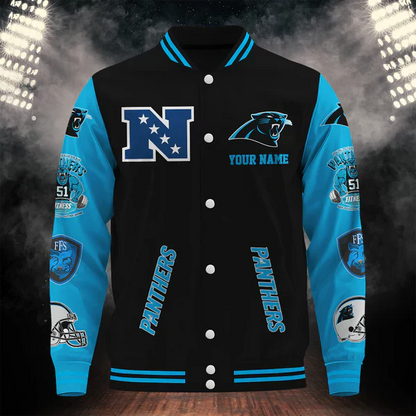 LIMITED EDITION - NEW CUSTOMIZED NFL23 CLP CAROLINA PANTHERS BASEBALL JACKET