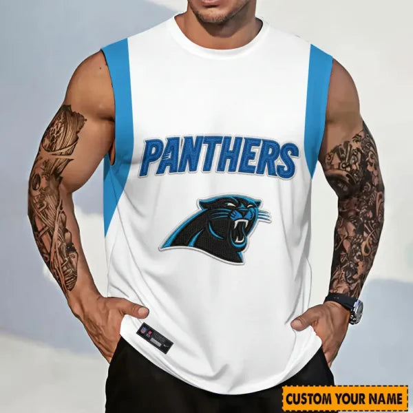 LIMITED EDITION - NEW CUSTOMIZED NFL23 CLP CAROLINA PANTHERS TANKTOP & GYM SHIRT