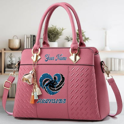LIMITED EDITION - NEW CUSTOMIZED NFL23 CLP CAROLINA PANTHERS ZIP HANDBAG MULTICOLOR