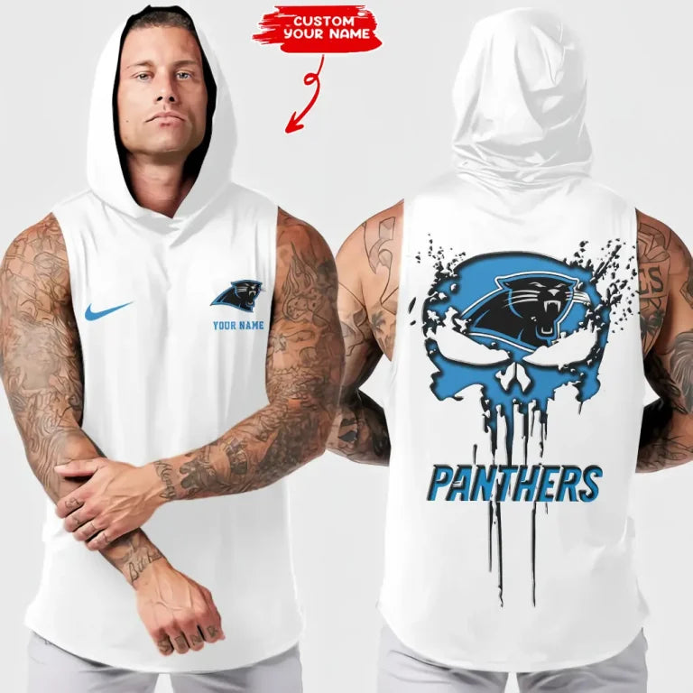 LIMITED EDITION - NEW CUSTOMIZED NFL23 CLP CAROLINA PANTHERS HOODED TANK TOP