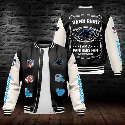 LIMITED EDITION - NEW CUSTOMIZED NFL23 CLP CAROLINA PANTHERS LEATHER BOMBER JACKET