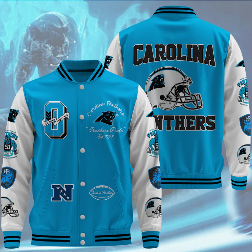 LIMITED EDITION - NEW CUSTOMIZED NFL23 CLP CAROLINA PANTHERS BASEBALL JACKET