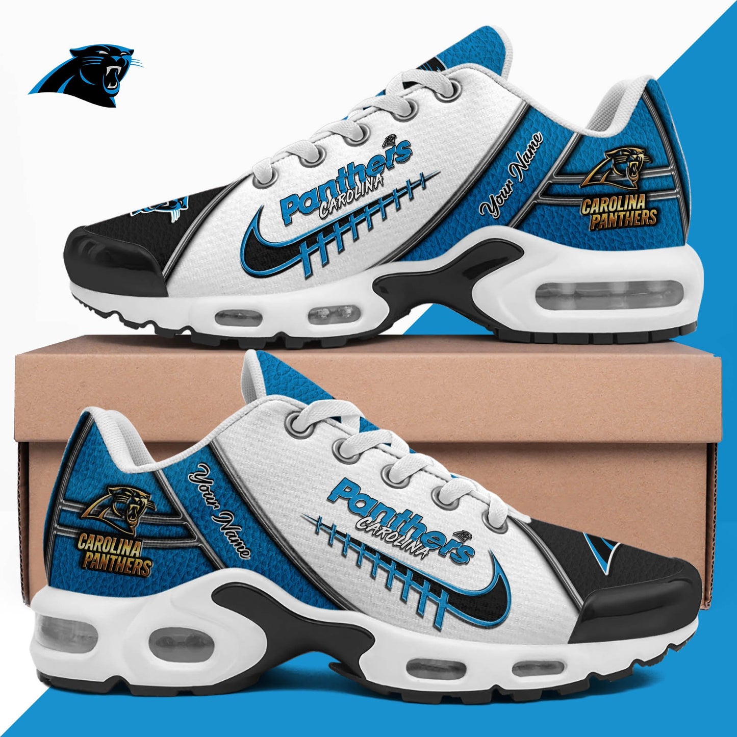LIMITED EDITION - NEW CUSTOMIZED NFL23 CLP CAROLINA PANTHERS UNISEX AIR MAX PLUS SNEAKERS