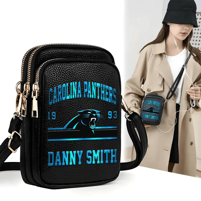 LIMITED EDITION - NEW CUSTOMIZED NFL23 CLP CAROLINA PANTHERS LEATHER CROSSBODY BAG