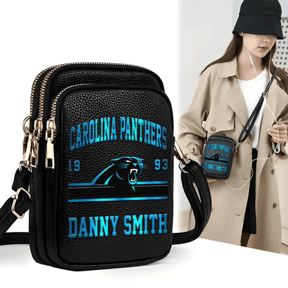 LIMITED EDITION - NEW CUSTOMIZED NFL23 CLP CAROLINA PANTHERS LEATHER CROSSBODY BAG