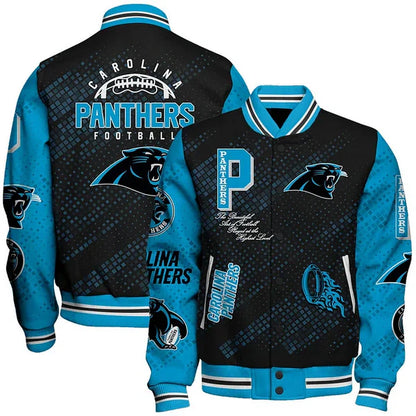 LIMITED EDITION - NEW CUSTOMIZED NFL23 CLP CAROLINA PANTHERS SATIN VARSITY JACKET & BASEBALL JACKET
