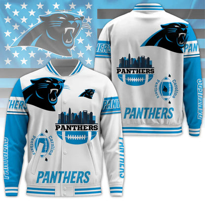 LIMITED EDITION - NEW CUSTOMIZED NFL23 CLP CAROLINA PANTHERS BASEBALL JACKET