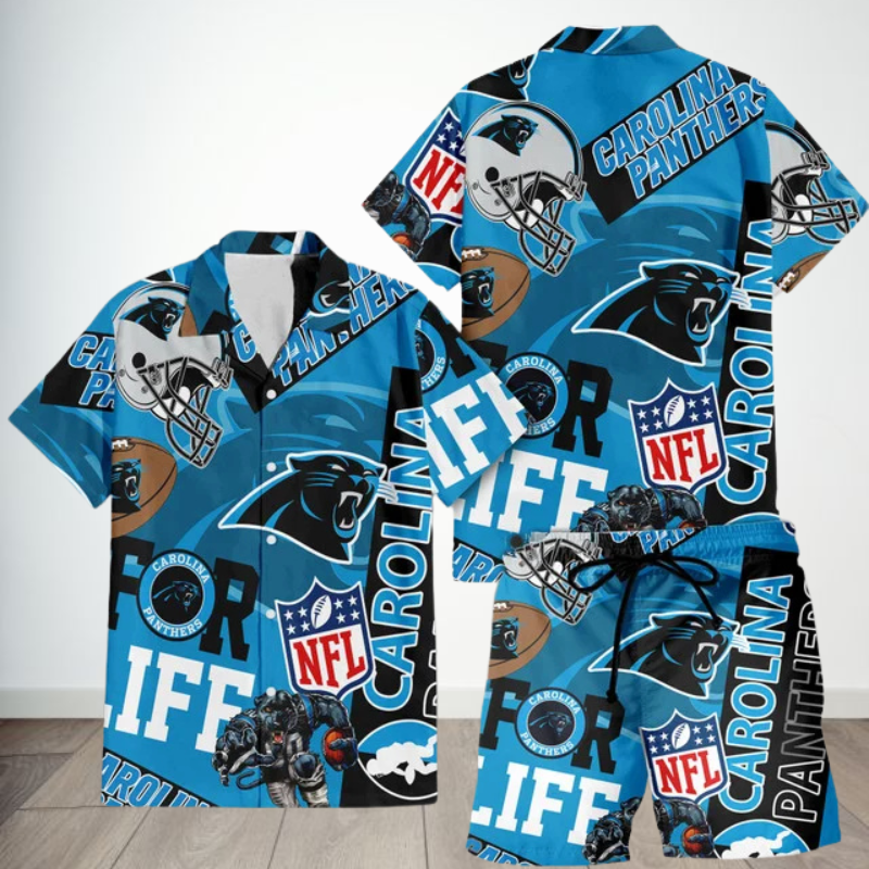 LIMITED EDITION - NEW CUSTOMIZED NFL23 CLP CAROLINA PANTHERS UNISEX HAWAIIAN SHIRT & SHORTS SET