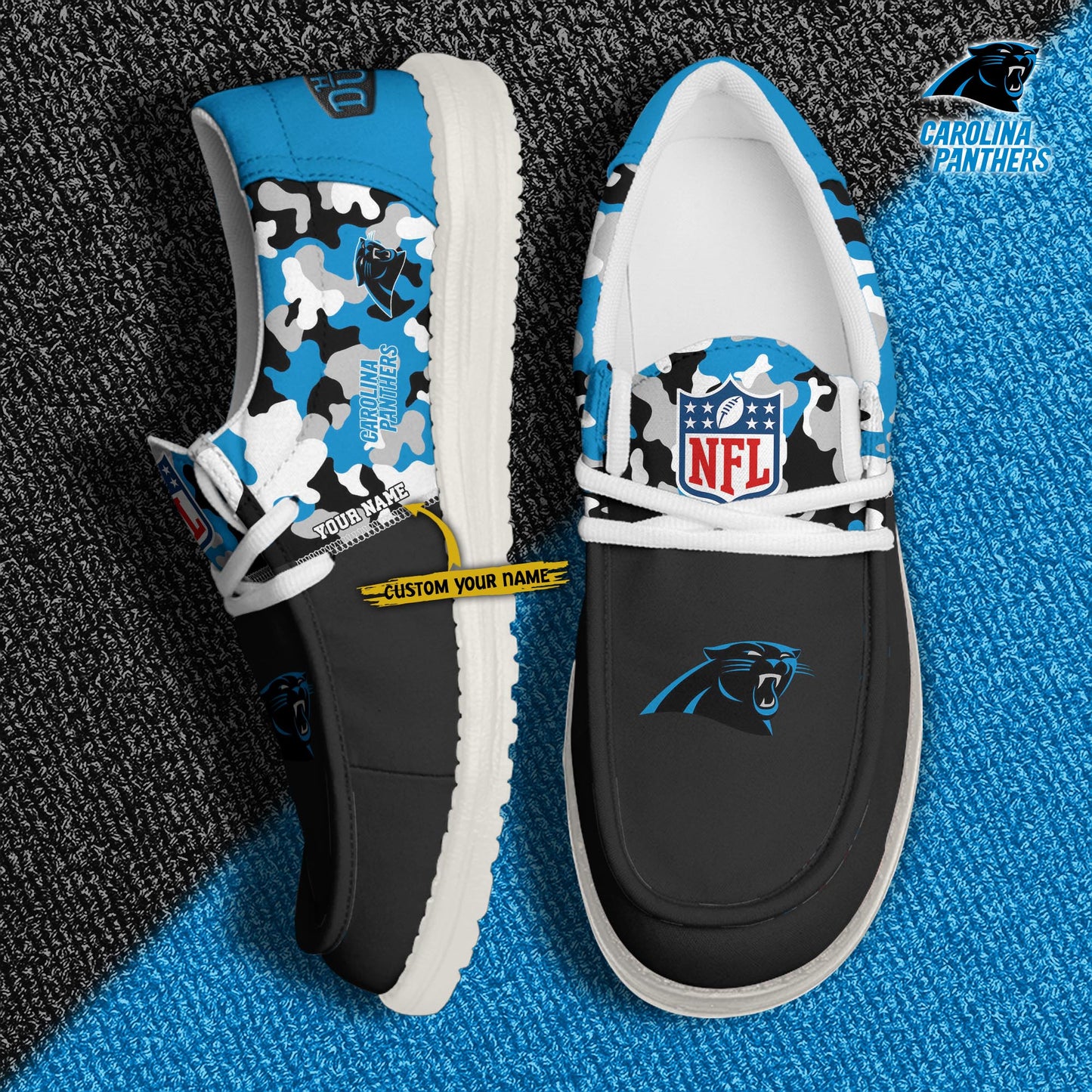 LIMITED EDITION - NEW CUSTOMIZED NFL23 CLP CAROLINA PANTHERS LOAFER SHOES