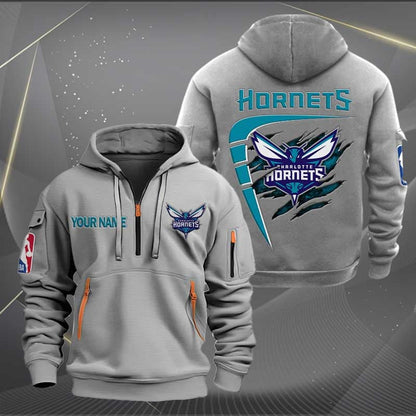 [HOT DEAL] NEW CUSTOMIZED NBA27 CH CHARLOTTE HORNETS QUARTER ZIP HOODIE