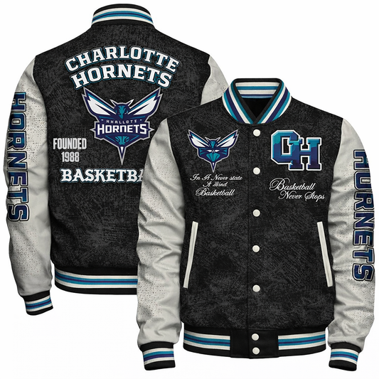 LIMITED EDITION - NEW CUSTOMIZED NBA27 CHO CHARLOTTE HORNETS BASEBALL JACKET, SATIN VARSITY JACKET