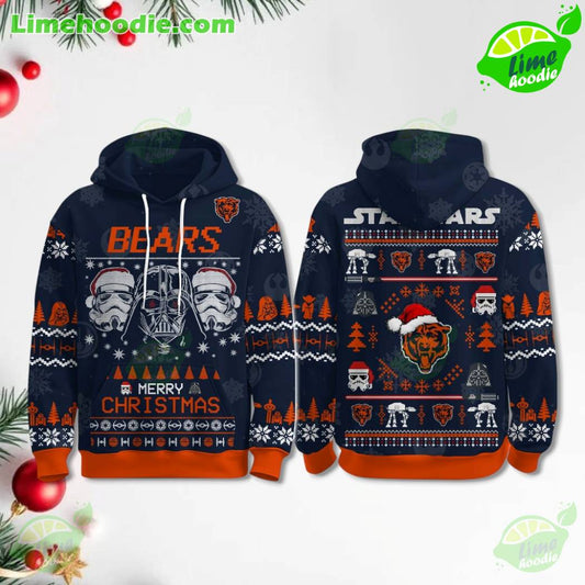 LIMITED EDITION - NEW CUSTOMIZED NFL26 CCB CHICAGO BEARS MERRY CHRISTMAS HOODIE, ZIP HOODIE, SWEATSHIRT