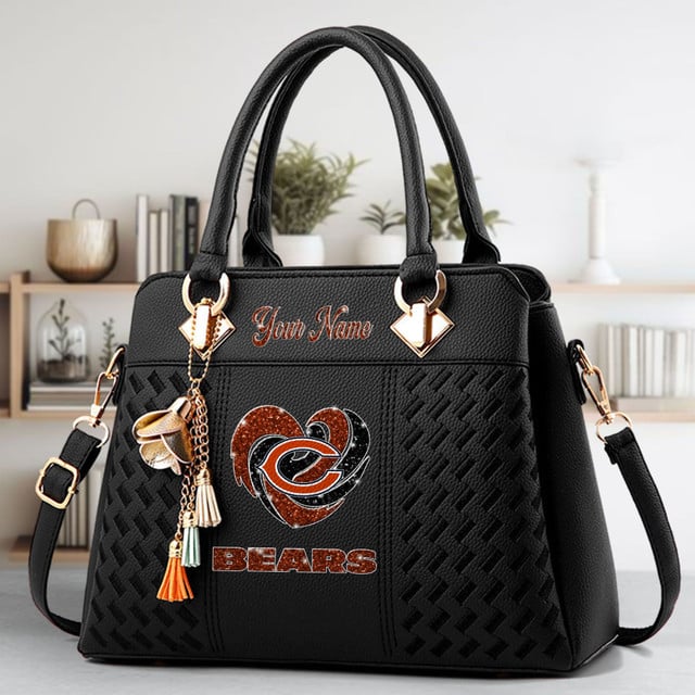 LIMITED EDITION - NEW CUSTOMIZED NFL26 CCB CHICAGO BEARS ZIP HANDBAG MULTICOLOR