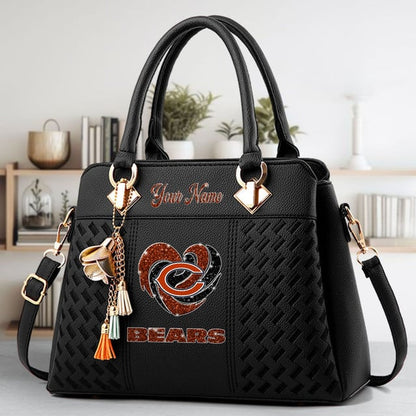 LIMITED EDITION - NEW CUSTOMIZED NFL26 CCB CHICAGO BEARS ZIP HANDBAG MULTICOLOR