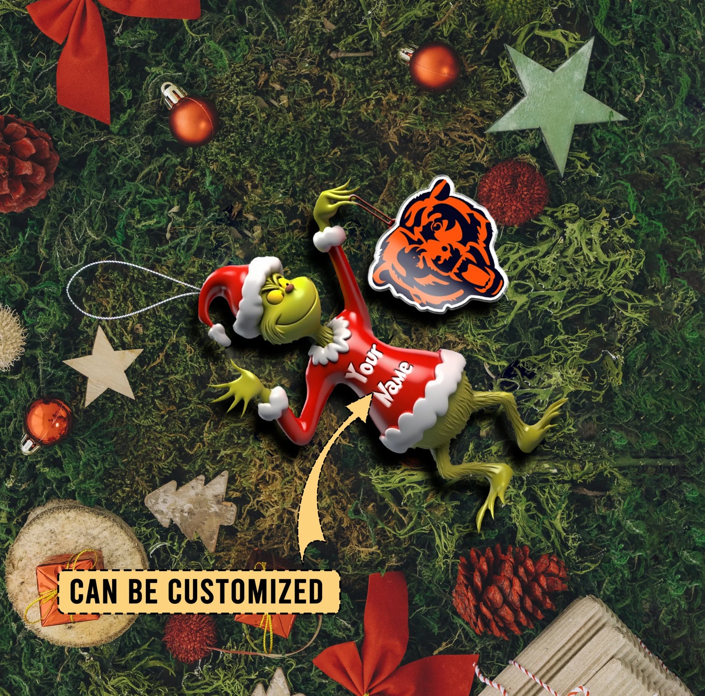 LIMITED EDITION - NEW CUSTOMIZED NFL26 CCB CHICAGO BEARS THE GRINCH ACRYLIC ORNAMENT