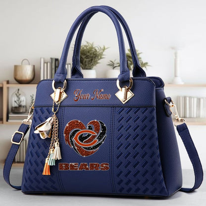 LIMITED EDITION - NEW CUSTOMIZED NFL26 CCB CHICAGO BEARS ZIP HANDBAG MULTICOLOR