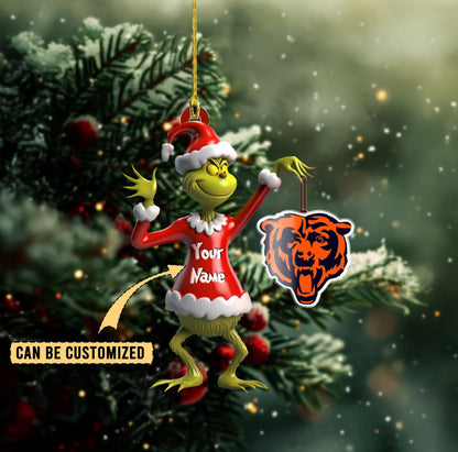LIMITED EDITION - NEW CUSTOMIZED NFL26 CCB CHICAGO BEARS THE GRINCH ACRYLIC ORNAMENT