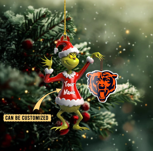 LIMITED EDITION - NEW CUSTOMIZED NFL26 CCB CHICAGO BEARS THE GRINCH ACRYLIC ORNAMENT