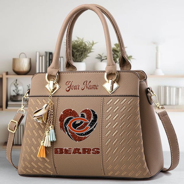 LIMITED EDITION - NEW CUSTOMIZED NFL26 CCB CHICAGO BEARS ZIP HANDBAG MULTICOLOR