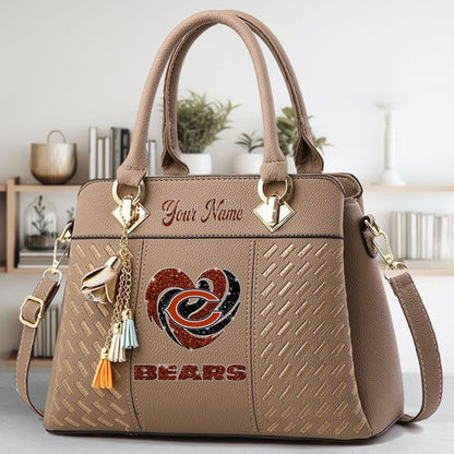 LIMITED EDITION - NEW CUSTOMIZED NFL26 CCB CHICAGO BEARS ZIP HANDBAG MULTICOLOR