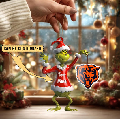 LIMITED EDITION - NEW CUSTOMIZED NFL26 CCB CHICAGO BEARS THE GRINCH ACRYLIC ORNAMENT