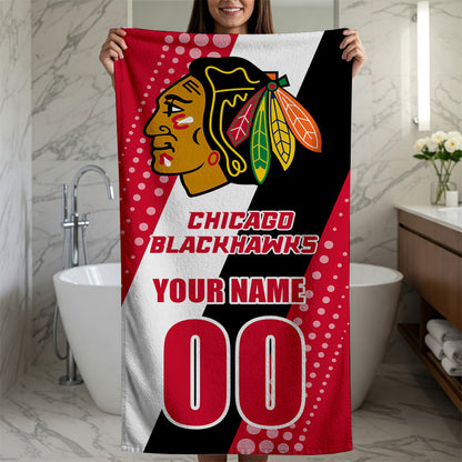 LIMITED EDITION - NEW CUSTOMIZED NHL08 CBH CHICAGO BLACKHAWKS BEACH & BATH TOWEL