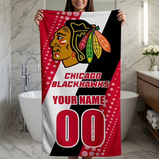 LIMITED EDITION - NEW CUSTOMIZED NHL08 CBH CHICAGO BLACKHAWKS BEACH & BATH TOWEL