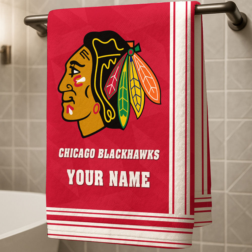 LIMITED EDITION - NEW CUSTOMIZED NHL08 CBH CHICAGO BLACKHAWKS BEACH & BATH TOWEL