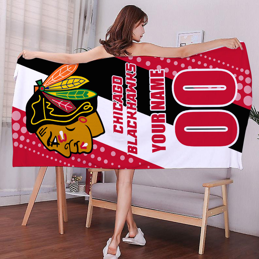 LIMITED EDITION - NEW CUSTOMIZED NHL08 CBH CHICAGO BLACKHAWKS BEACH & BATH TOWEL