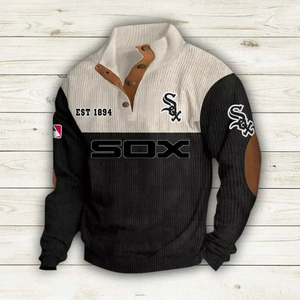 [FLASH SALE] NEW CUSTOMIZED MLB26 CWS CHICAGO WHITE SOX BUTTON SWEATSHIRTS STAND COLLAR