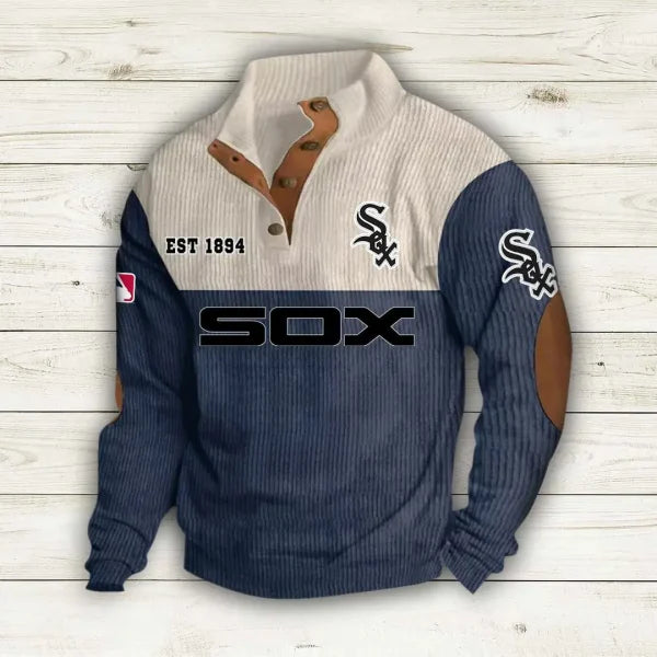 [FLASH SALE] NEW CUSTOMIZED MLB26 CWS CHICAGO WHITE SOX BUTTON SWEATSHIRTS STAND COLLAR