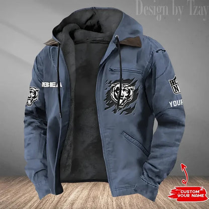 LIMITED EDITION - NEW CUSTOMIZED NFL26 CCB CHICAGO BEARS HOODED CARDIGAN JACKET