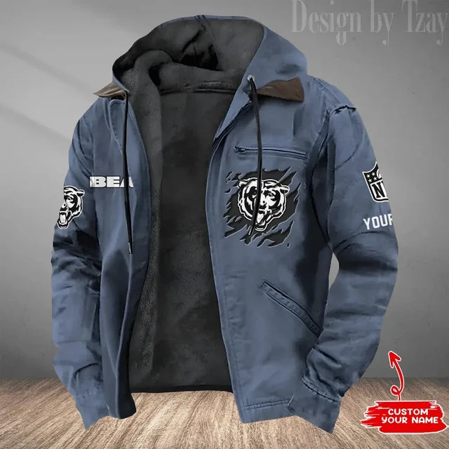 LIMITED EDITION - NEW CUSTOMIZED NFL25 NYJ NEW YORK BEARS HOODED CARDIGAN JACKET