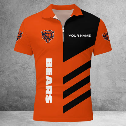 LIMITED EDITION - NEW CUSTOMIZED NFL26 CCB CHICAGO BEARS ZIP POLO SHIRT