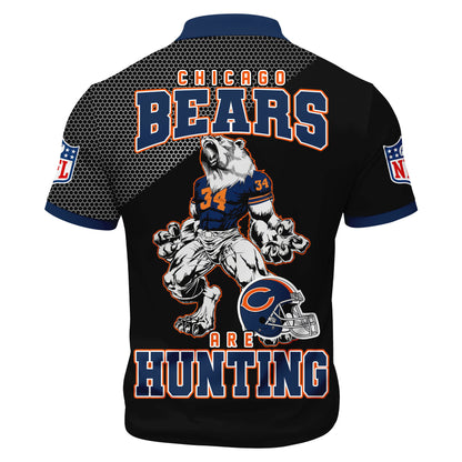 LIMITED EDITION - NEW CUSTOMIZED NFL26 CCB CHICAGO BEARS HARLEY-DAVIDSON POLO WITH ZIPPER SHIRT