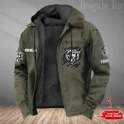 LIMITED EDITION - NEW CUSTOMIZED NFL26 CCB CHICAGO BEARS HOODED CARDIGAN JACKET