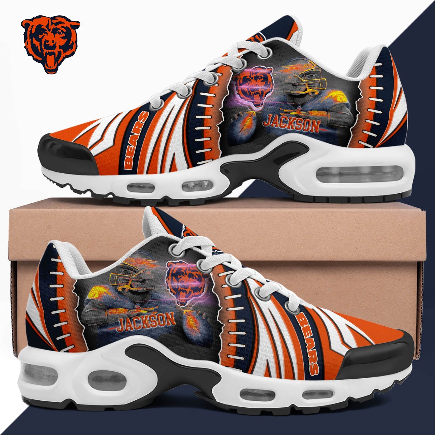 LIMITED EDITION - NEW CUSTOMIZED NFL26 CCB CHICAGO BEARS UNISEX AIR MAX PLUS SNEAKERS
