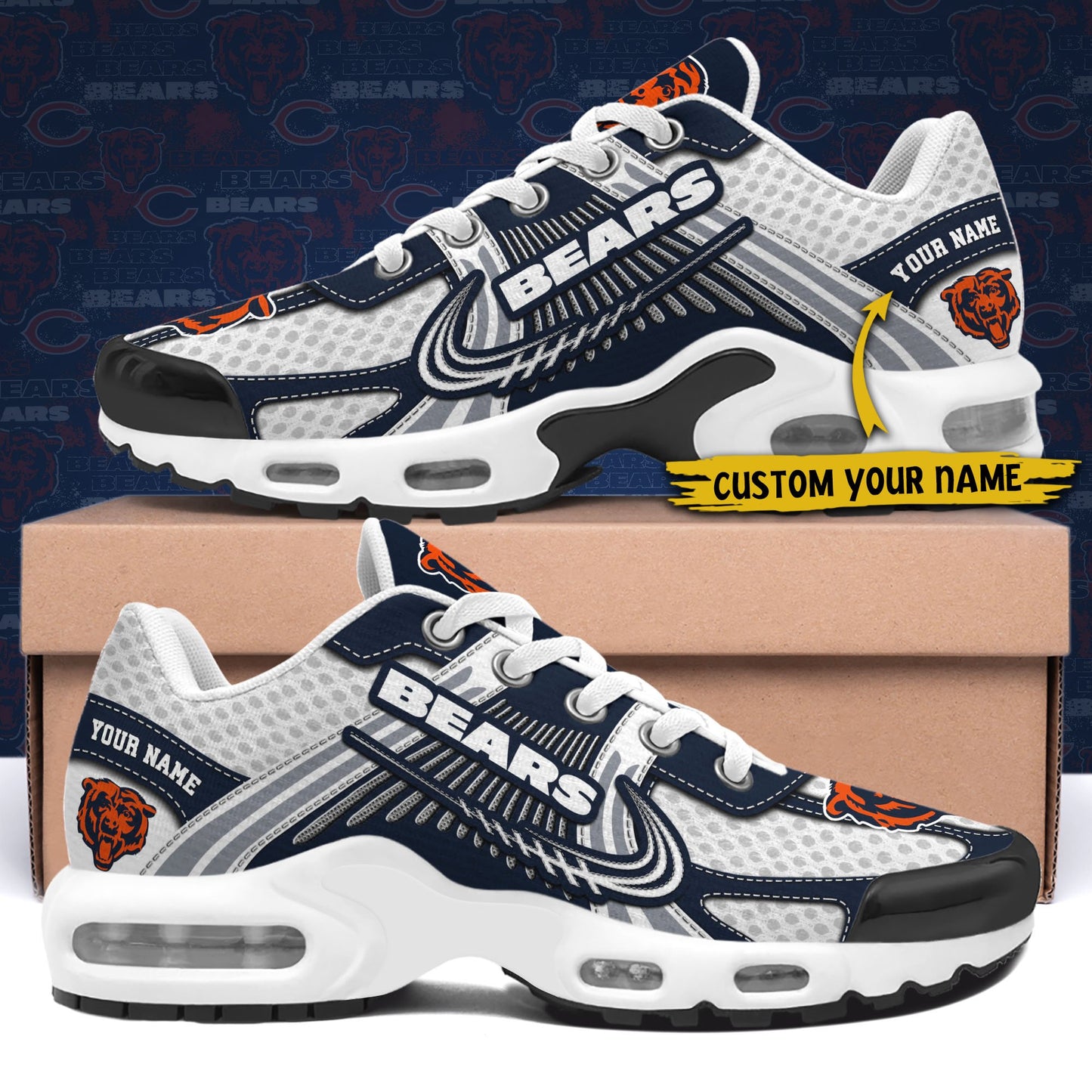 LIMITED EDITION - NEW CUSTOMIZED NFL26 CCB CHICAGO BEARS UNISEX AIR MAX PLUS SNEAKERS