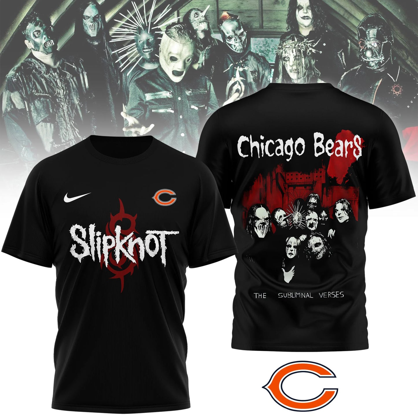 LIMITED EDITION - NEW CUSTOMIZED NFL26 CCB CHICAGO BEARS SLIPKNOT 3D SHIRT