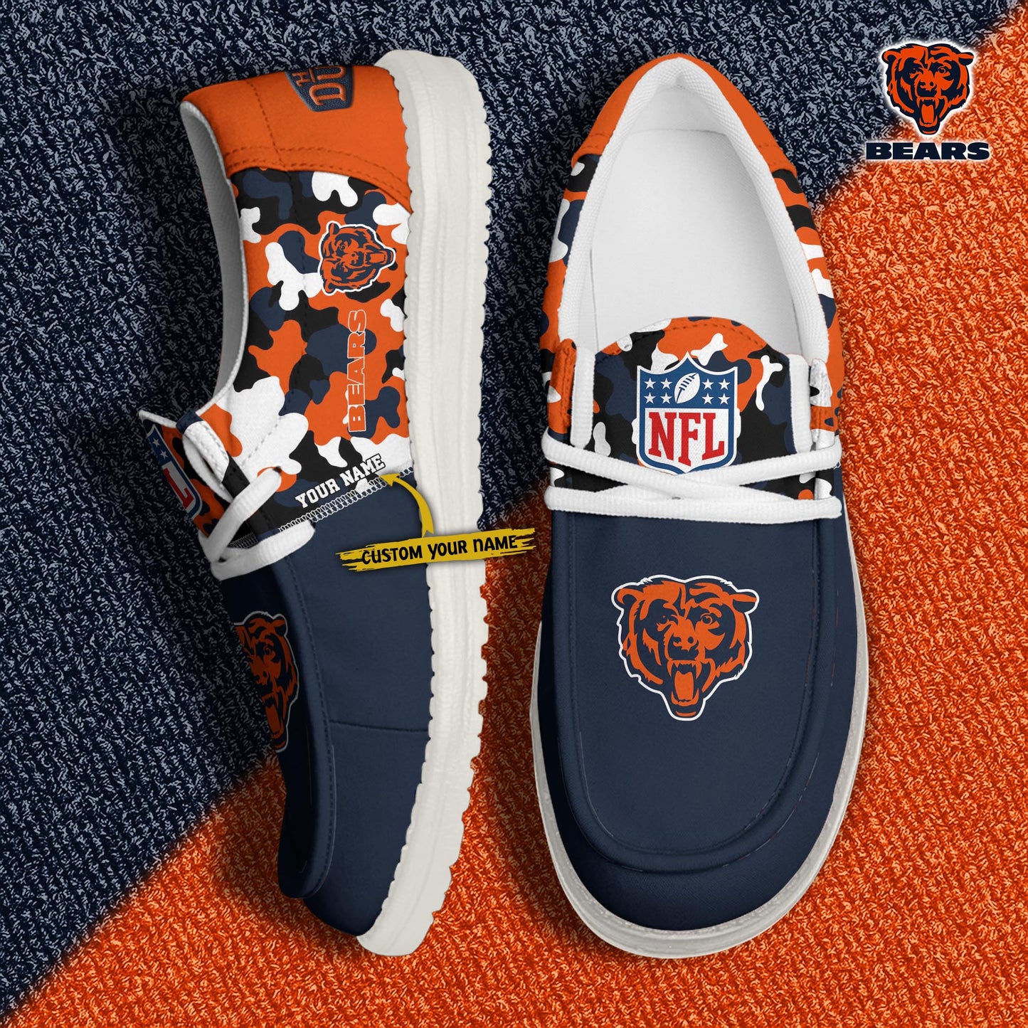 LIMITED EDITION - NEW CUSTOMIZED NFL26 CCB CHICAGO BEARS LOAFER SHOES