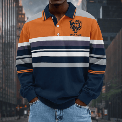 LIMITED EDITION - NEW CUSTOMIZED NFL26 CCB CHICAGO BEARS MEN LONG SLEEVE POLO