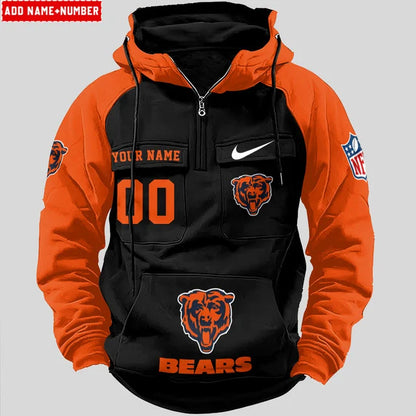 LIMITED EDITION - NEW CUSTOMIZED NFL26 CCB CHICAGO BEARS QUARTER ZIP HOODIE