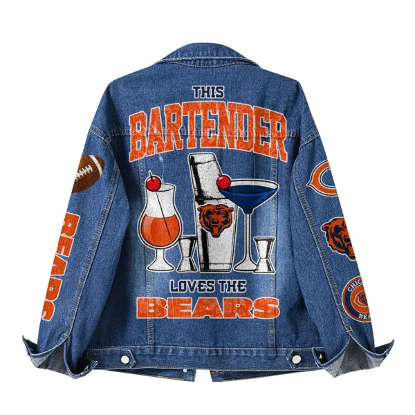 LIMITED EDITION - NEW CUSTOMIZED NFL26 CCB CHICAGO BEARS DENIM JACKET
