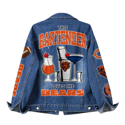LIMITED EDITION - NEW CUSTOMIZED NFL26 CCB CHICAGO BEARS DENIM JACKET