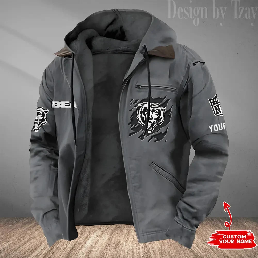 LIMITED EDITION - NEW CUSTOMIZED NFL25 NYJ NEW YORK BEARS HOODED CARDIGAN JACKET