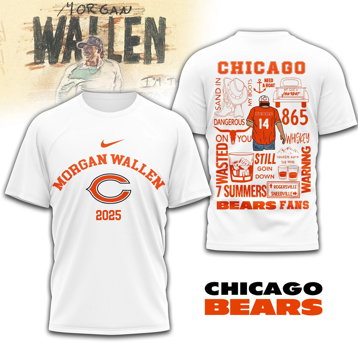 LIMITED EDITION - NEW CUSTOMIZED NFL26 CCB CHICAGO BEARS T-SHIRT | MULTIPLE COLORS AVAILABLE
