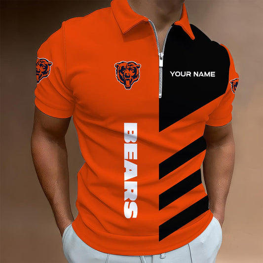 LIMITED EDITION - NEW CUSTOMIZED NFL26 CCB CHICAGO BEARS ZIP POLO SHIRT