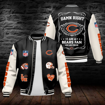 LIMITED EDITION - NEW CUSTOMIZED NFL26 CCB CHICAGO BEARS LEATHER BOMBER JACKET