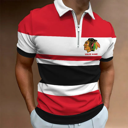 LIMITED EDITION - NEW CUSTOMIZED NHL08 CBH CHICAGO BLACKHAWKS ZIP POLO SHIRT